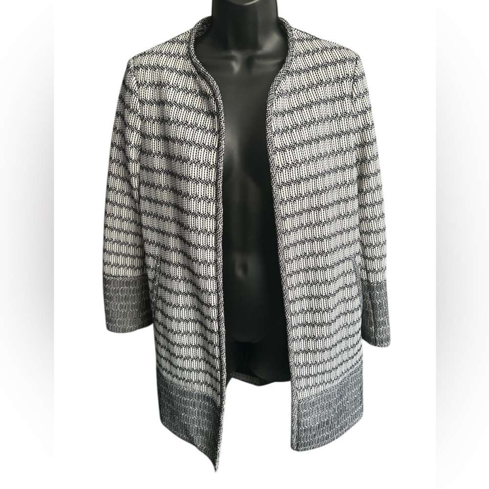 H&M Women's Striped Gray Open Front Jacket NWOT